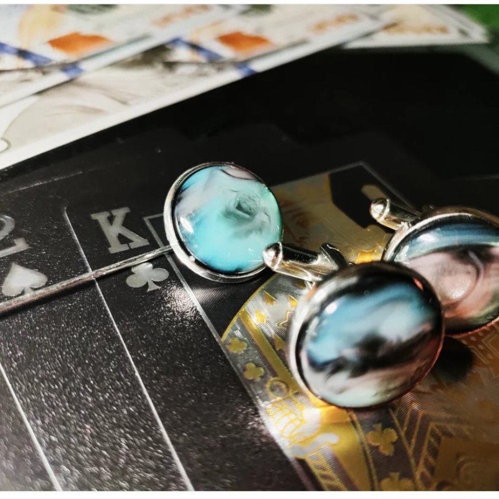 Black Shell Cufflink & Lapel pin set